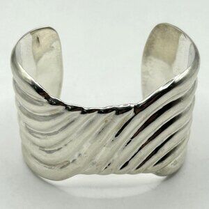 Los Ballesteros Heavy 925 Sterling Silver Modernist Cuff Bracelet